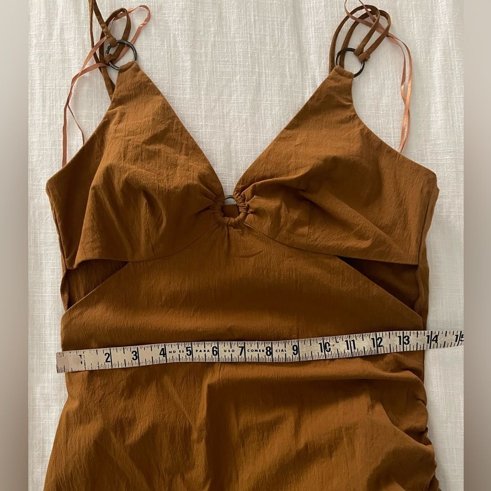 Zara Tan Ruched Mini Dress - Picture 6 of 7